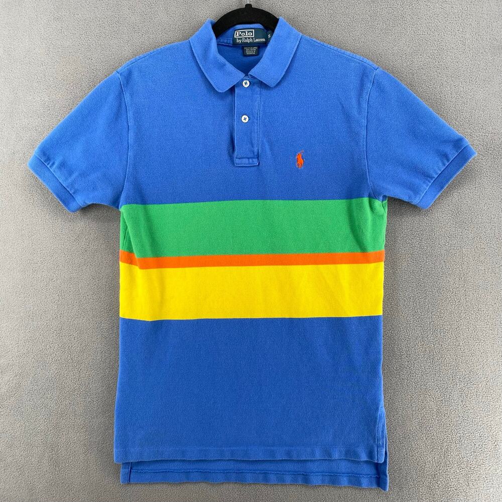 Polo By Ralph Lauren Striped Shirt Mens S‎ Blue Y2K Orange Pony Retro 90s Stripe